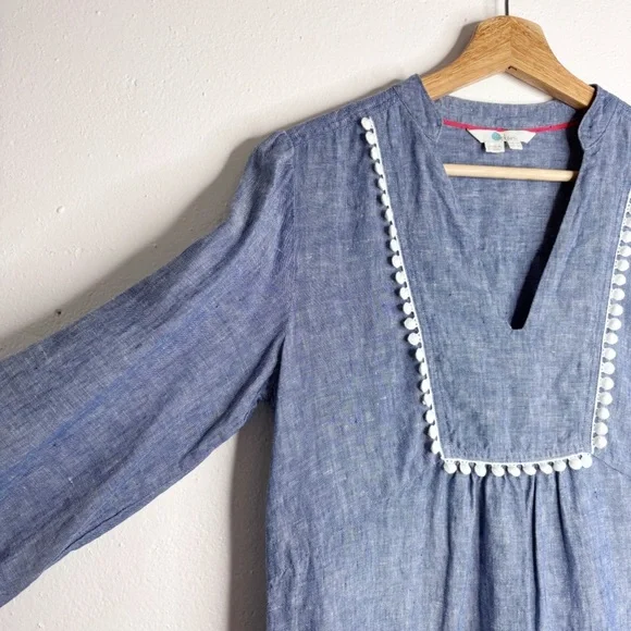 Boden Evangeline Pure Linen Tunic Dress Blue Size 2 Regular EUC - Picture 7 of 8